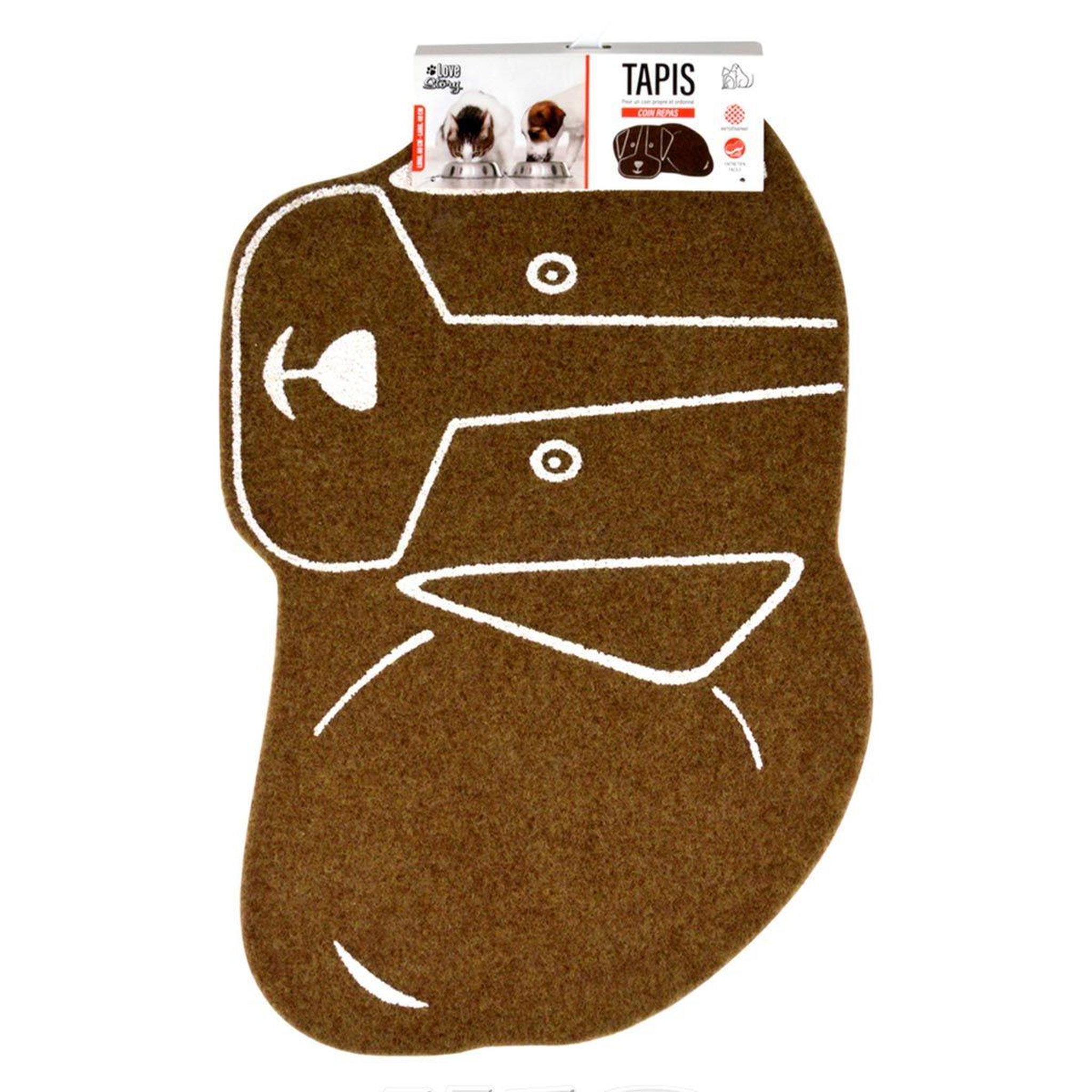 Voir la diapositive 2 : LOVE STORY Tapis de repas pour chien  feutrine  60cm naturel
