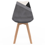 Voir la diapositive 3 : ID MARKET Lot de 6 chaises scandinaves SARA gris foncé, blanc, noir et velours patchworks noir, gris et blanc