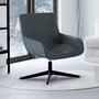 Voir la diapositive 2 : ID MARKET Fauteuil pivotant ALBUS en velours gris pieds noirs