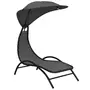 VIDAXL Chaise longue et auvent gris fonce 167x80x195 cm tissu et acier