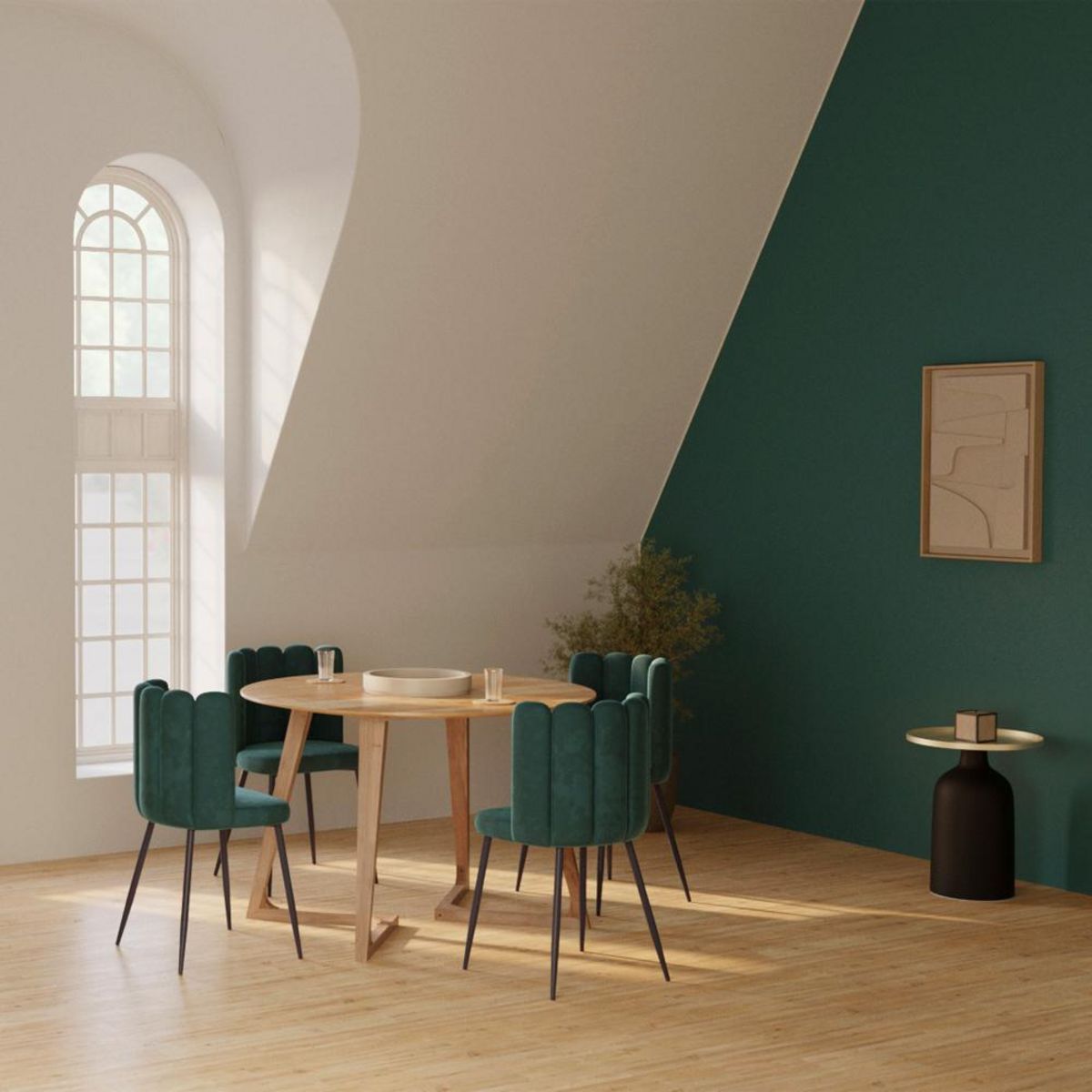 Rendez vous déco Table d'appoint ronde en métal bleu et laiton D45 cm - Lyne