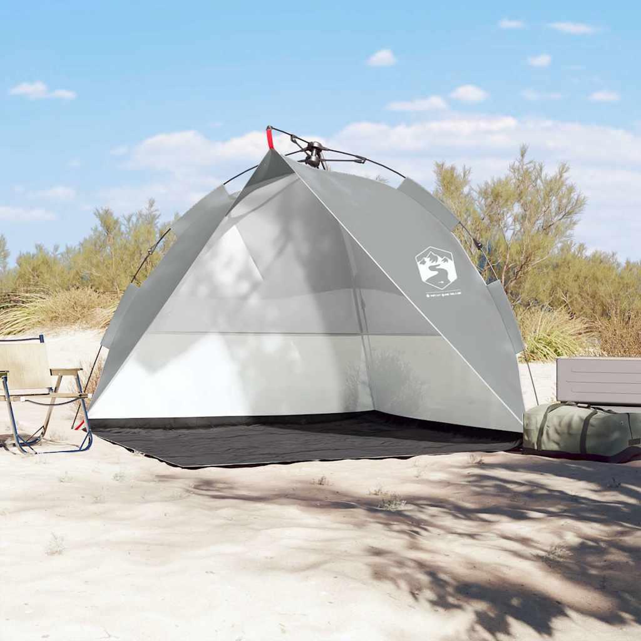 Voir la diapositive 3 : VIDAXL Tente de plage gris liberation rapide impermeable