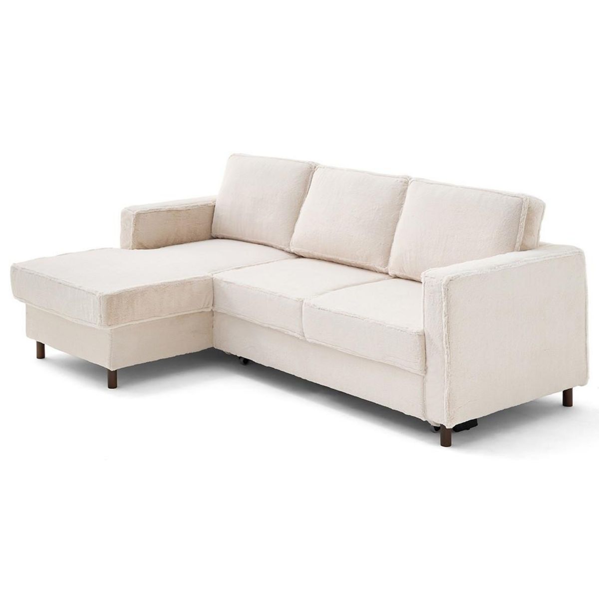 LISA DESIGN Jake - canapé d'angle gauche 4 places convertible avec coffre en fausse fourrure