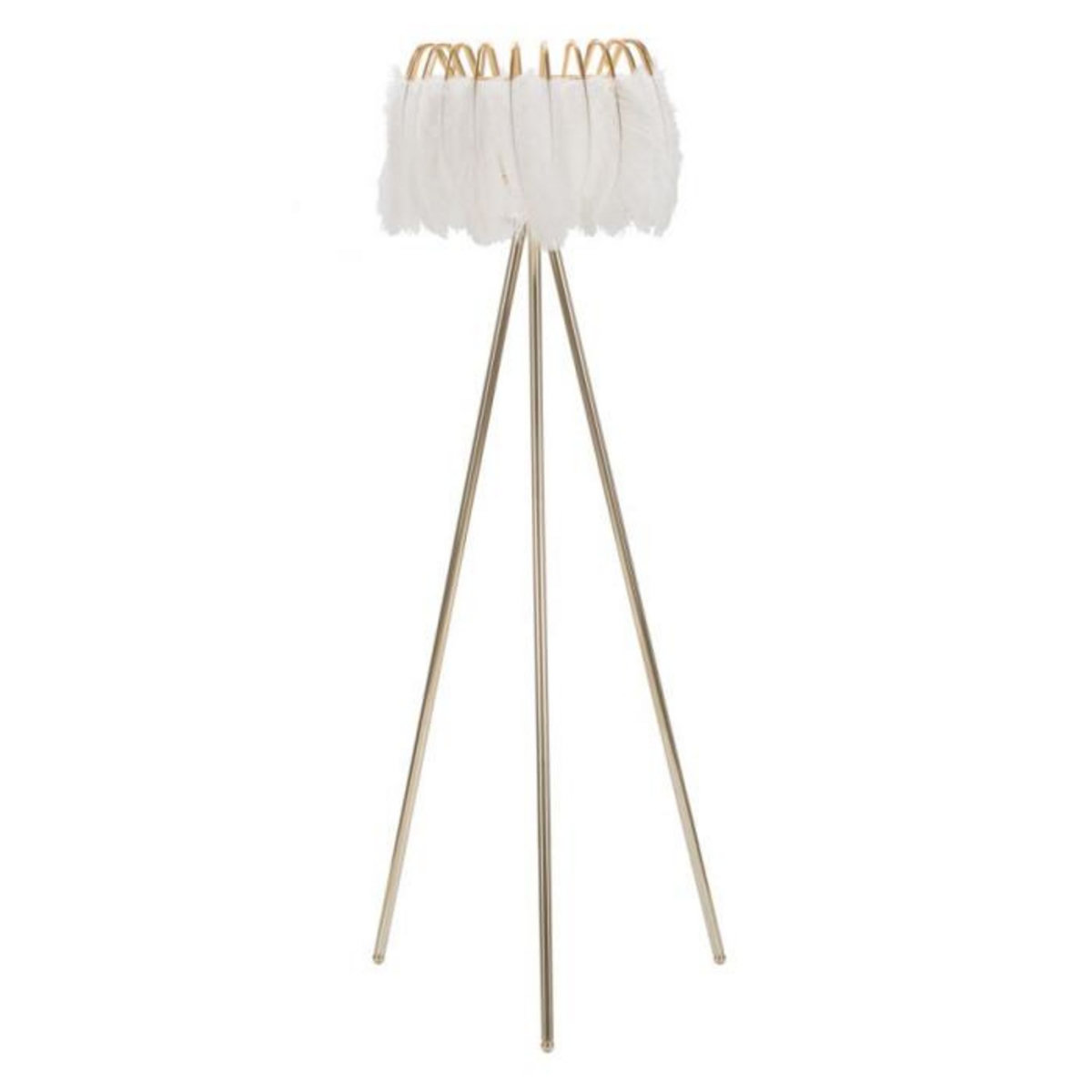 Paris Prix Lampadaire Imitation Plume  Stand  147cm Or & Blanc
