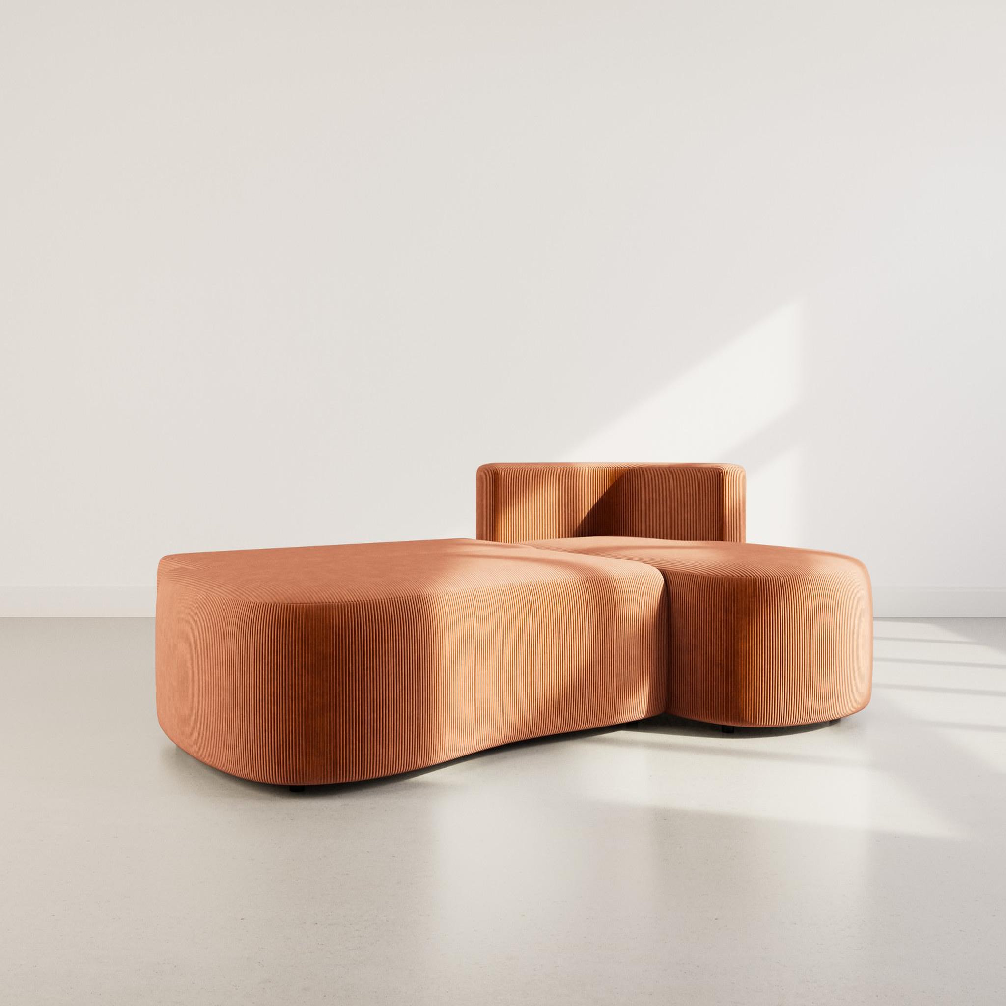 Voir la diapositive 2 : BEST MOBILIER Mahina - canapé d'angle droit 4 places convertible avec coffre en velours côtelé