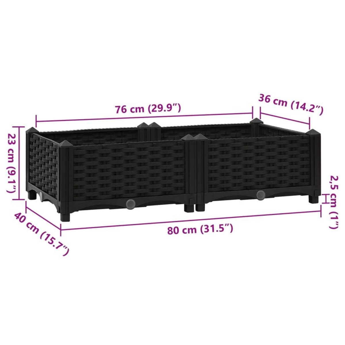 VIDAXL Lit sureleve 80x40x23 cm Polypropylene