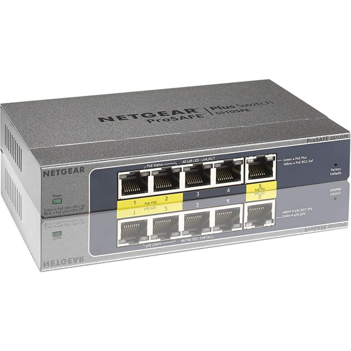 Netgear Switch ethernet GS105PE-10000S Ethernet Gigabit 5 Ports