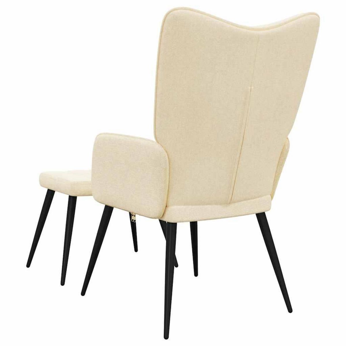 VIDAXL Chaise de relaxation avec tabouret Creme Tissu
