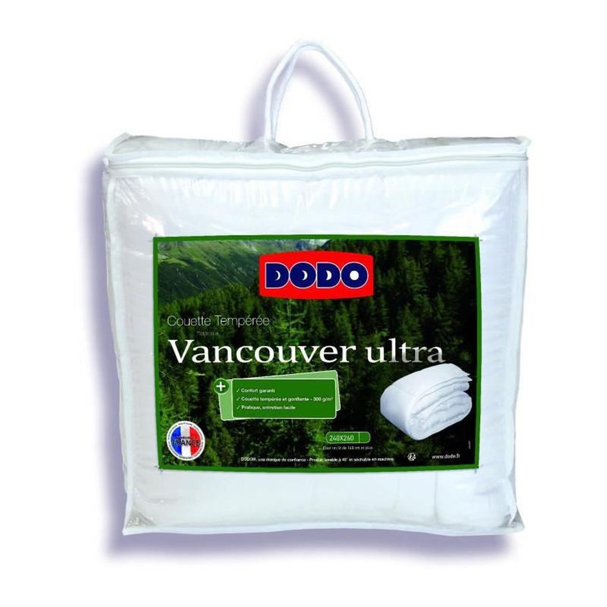 DODO Couette 240 x 260 cm - DODO - Tempérée - 100% fibre polyester - Pour 2 personnes - Blanc