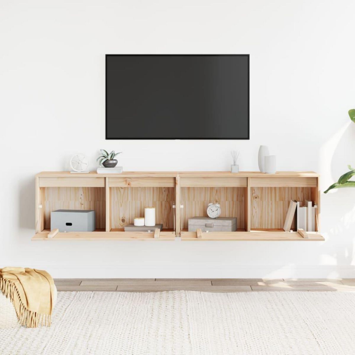 VIDAXL Armoires murales 2 pcs 80x30x35 cm Bois de pin massif