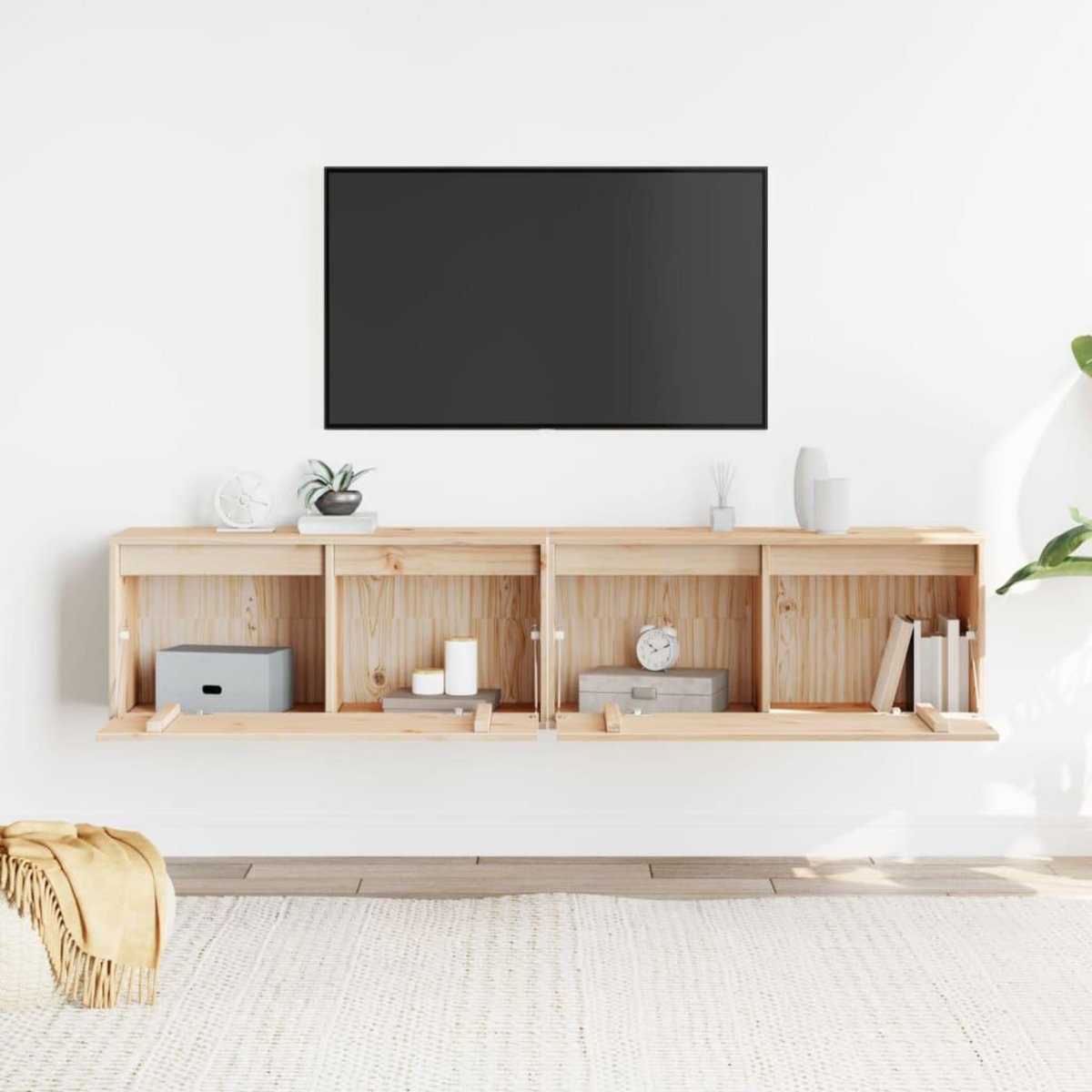 VIDAXL Armoires murales 2 pcs 80x30x35 cm Bois de pin massif