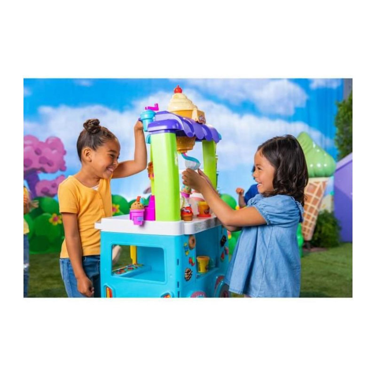 PLAYDOH Play-Doh, Camion de glace géant, inclut 27 accessoires, 12 pots de pâte a modeler, sons réalistes