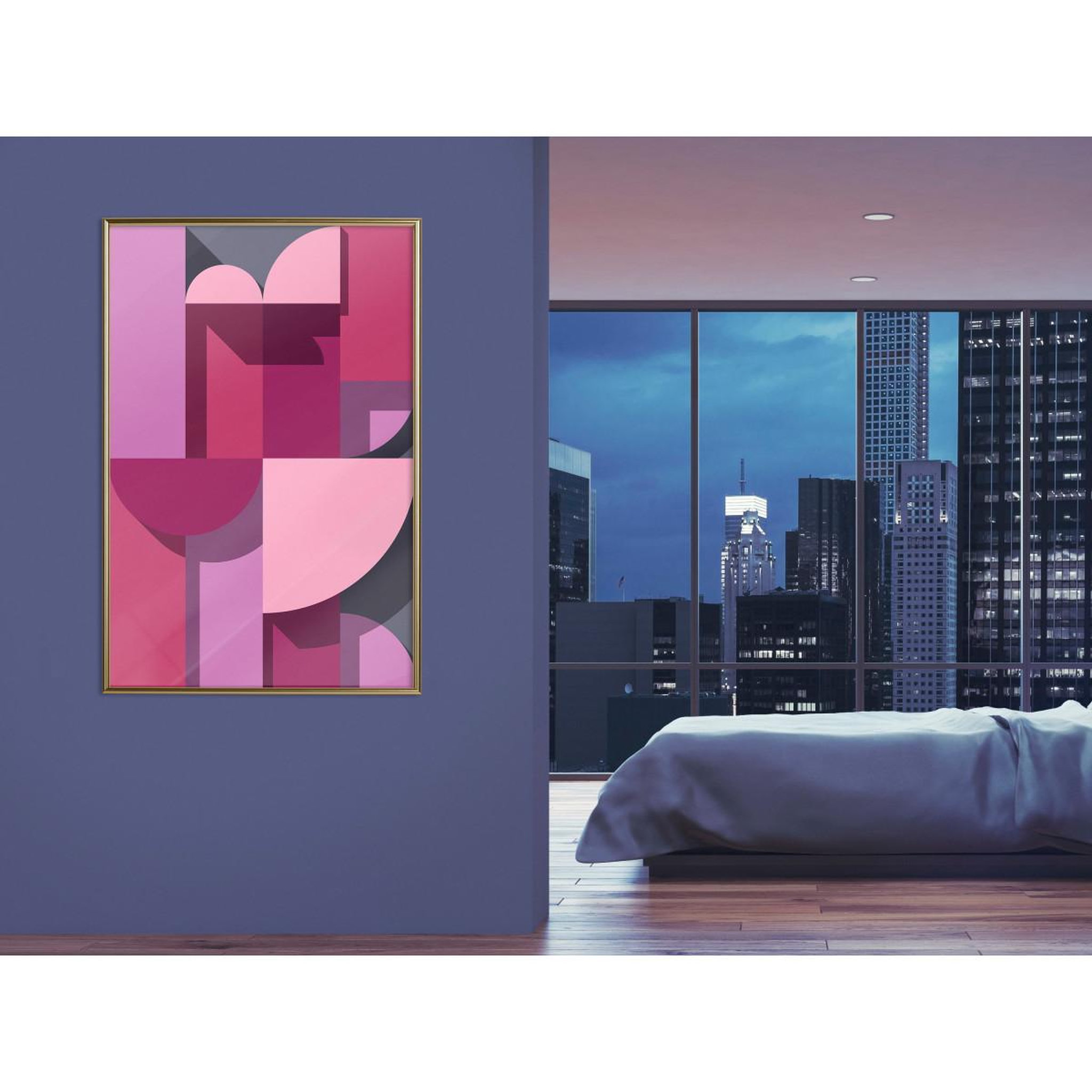 Voir la diapositive 2 : Paris Prix Affiche Murale Encadrée  Pink Geometry