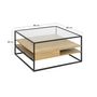 Voir la diapositive 6 : LISA DESIGN Parker - table basse - effet bois, verre et métal noir - 80 cm