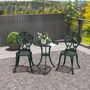 Voir la diapositive 2 : OUTSUNNY Ensemble bistrot de jardin 2 personnes 3 pièces aluminium aspect fer forgé noir vieilli vert