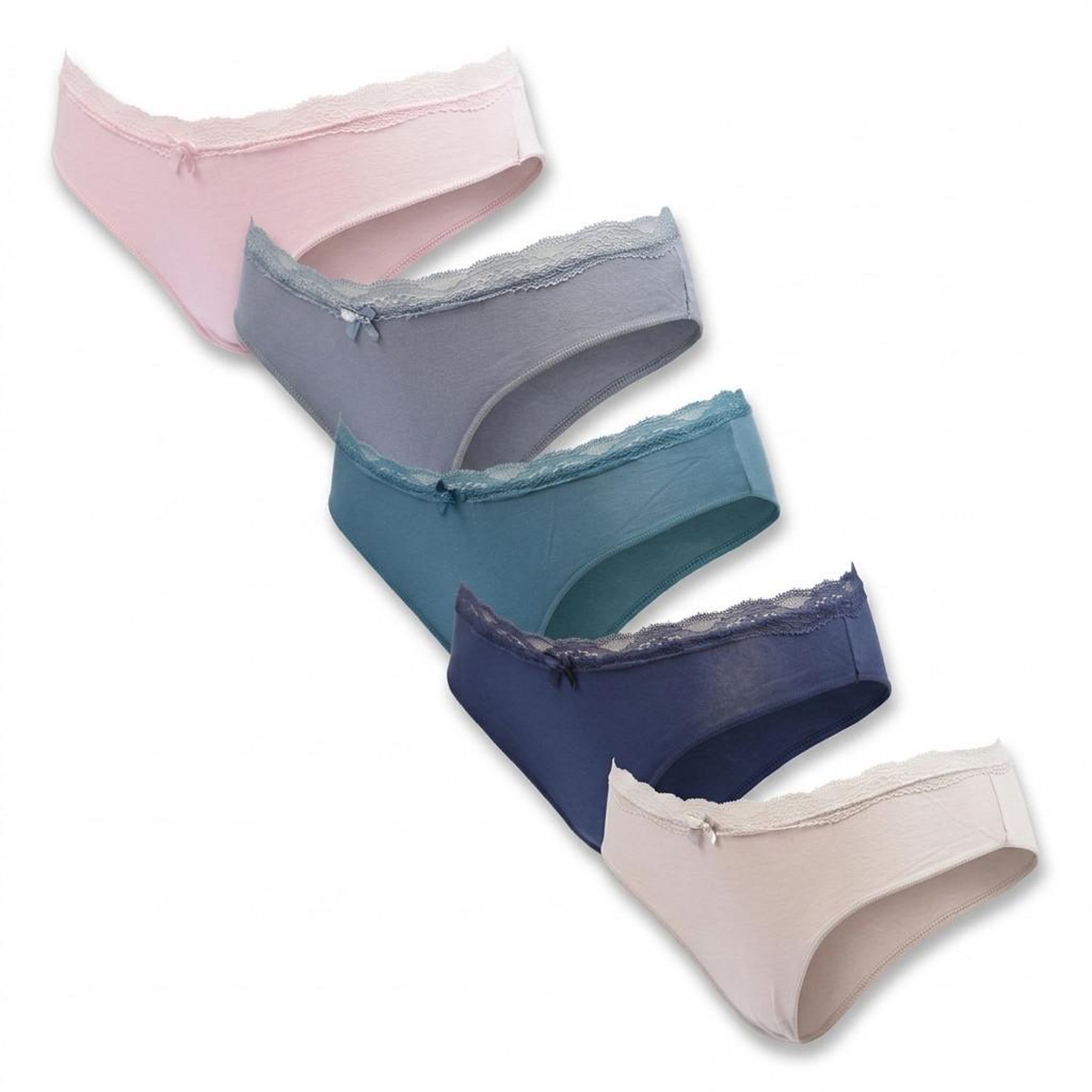 Voir la diapositive 1 : OZABI OZABI Lot 5 Culottes Femme Coton Mini Dentelle Nœud Satin