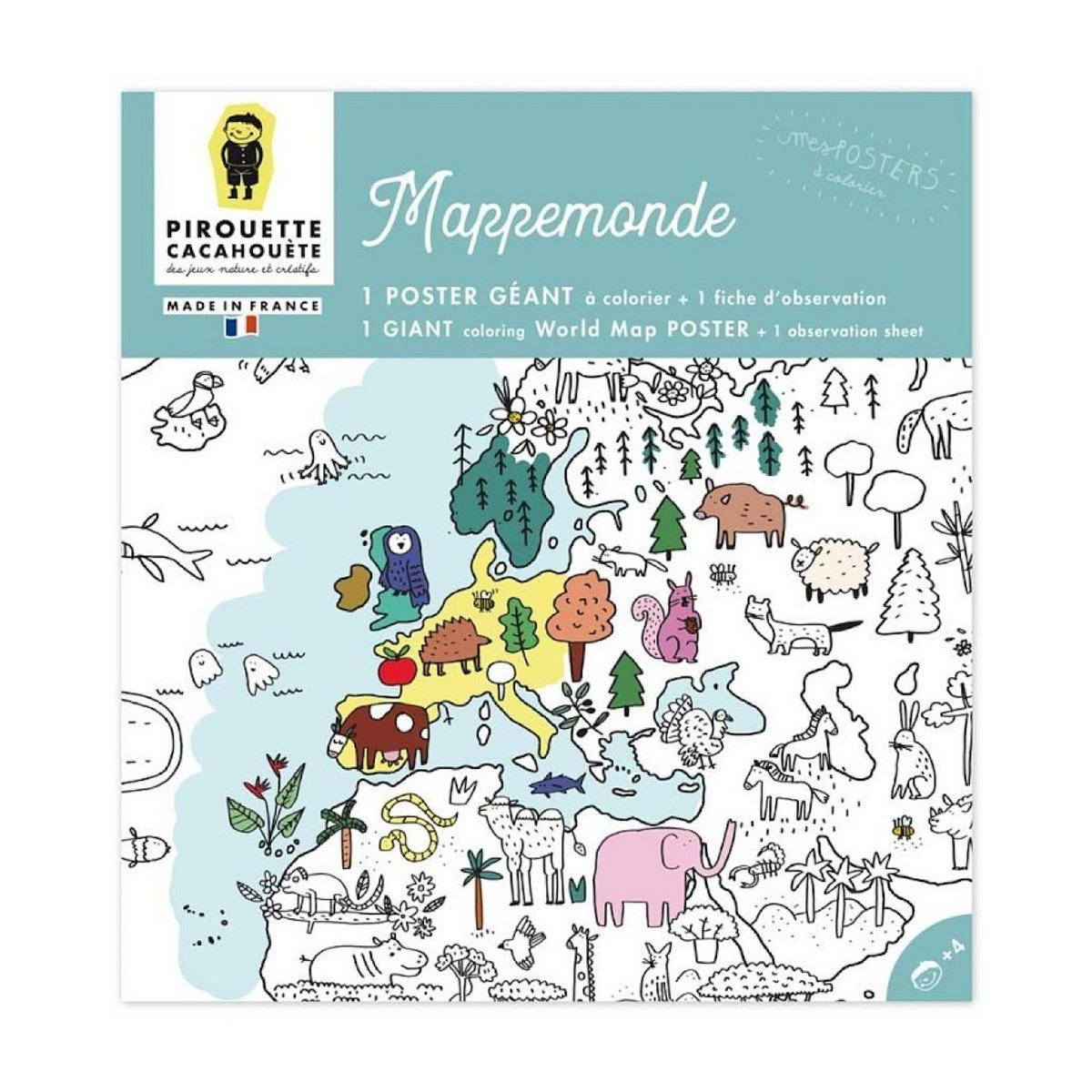 PIROUETTE CACAHOUETE Poster Geant - Coloriage - Mappemonde