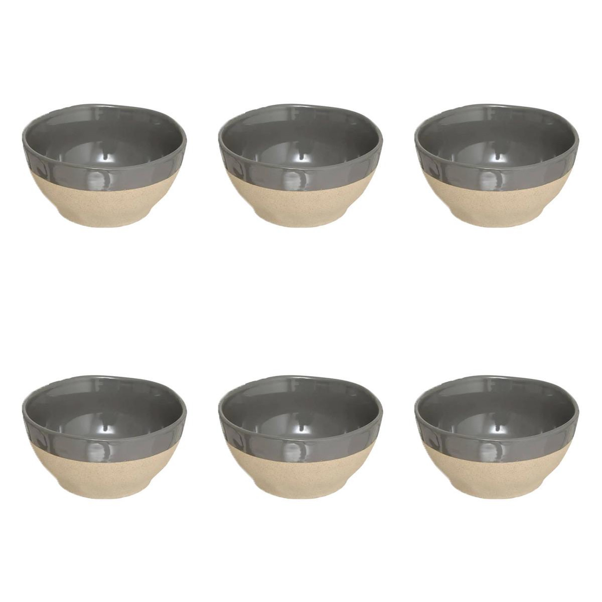 SECRET DE GOURMET Lot de 6 bols en faïence  kate  72cl gris