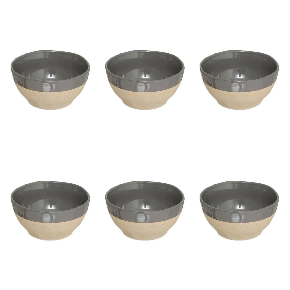 SECRET DE GOURMET Lot de 6 Bols en Faïence  Kate  72cl Gris
