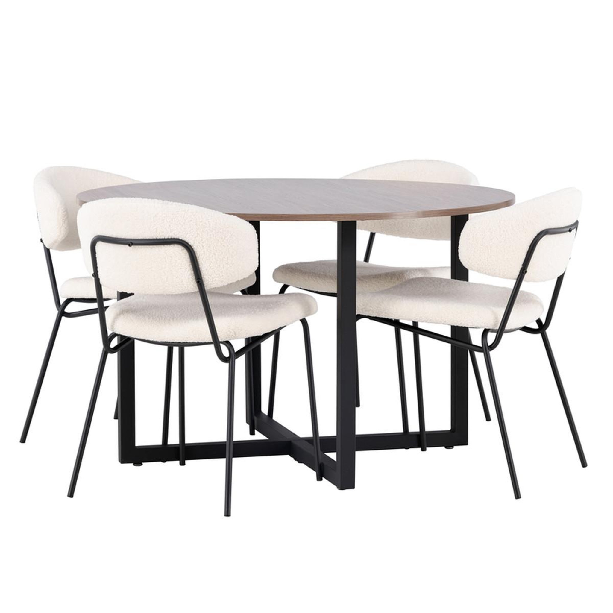 Paris Prix Ensemble table à manger & 4 chaises  durango & chico  120cm noyer & blanc crème