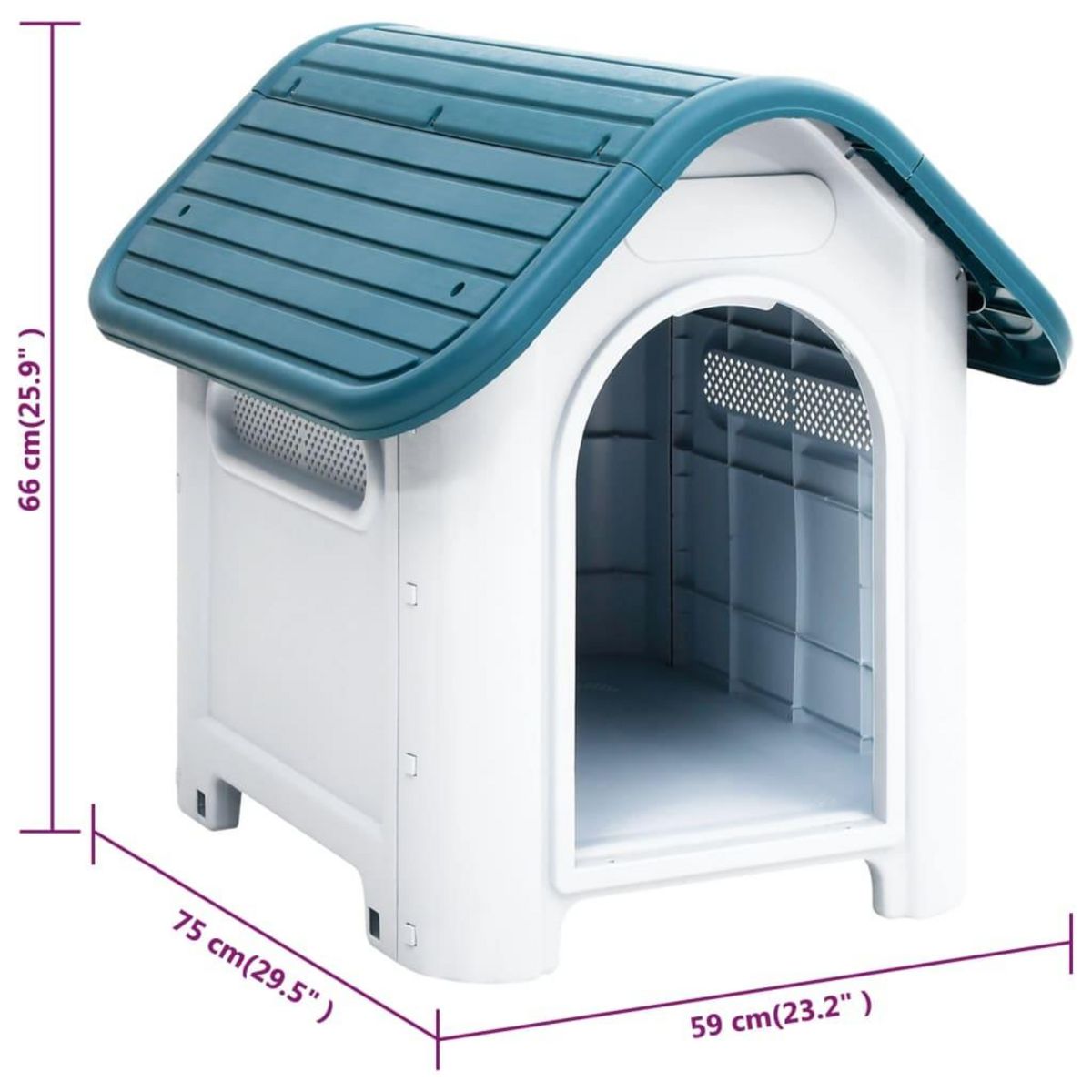 VIDAXL Niche pour chien Bleu 59x75x66 cm Polypropylene