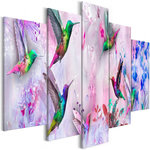 Paris Prix Tableau 5 Panneaux  Colourful Hummingbirds Wide Violet. Coloris disponibles : Multicolore