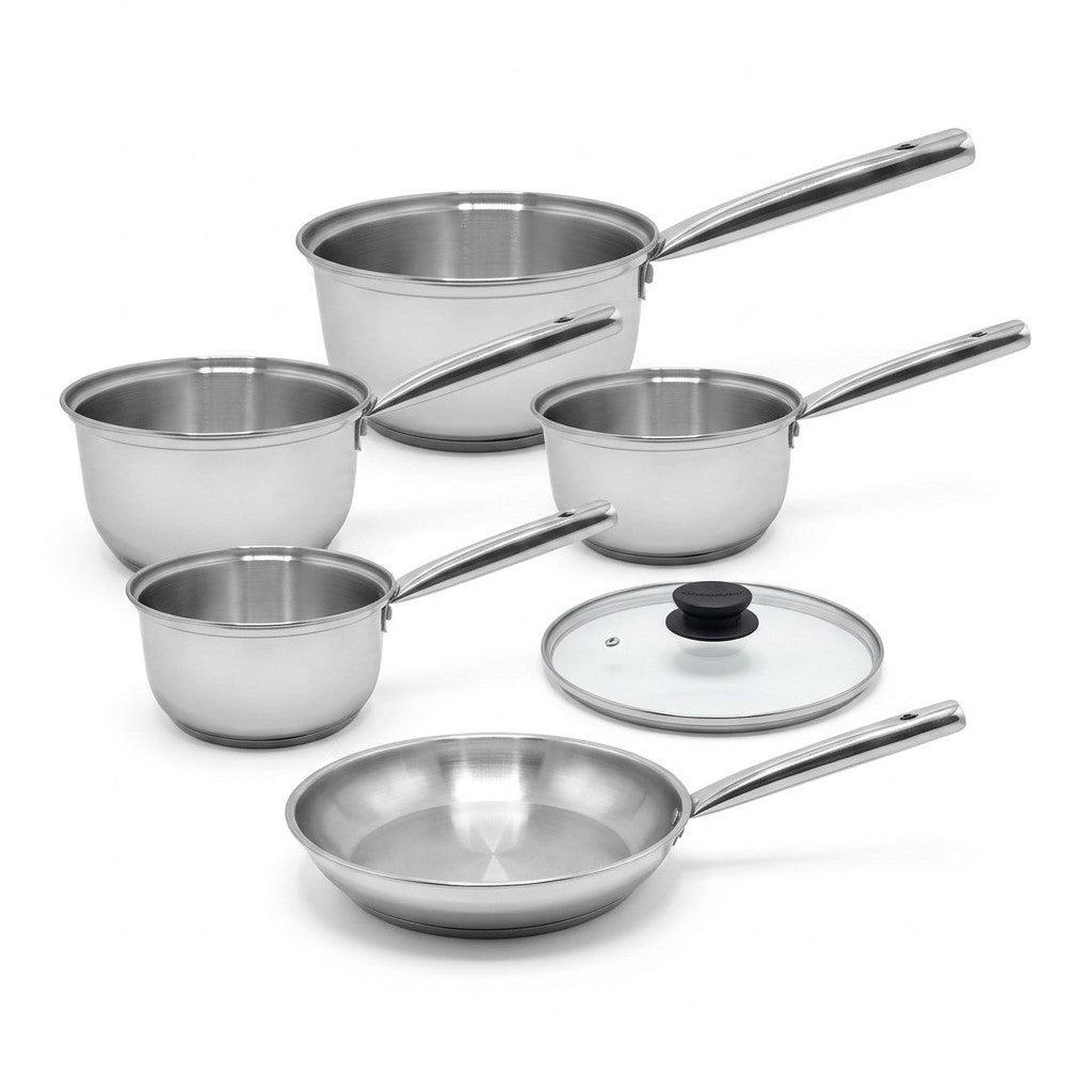 Fackelmann Lot de 4 casseroles 16/18/20/22 cm et poêle en inox 24 cm avec couvercle fackelmann rhona