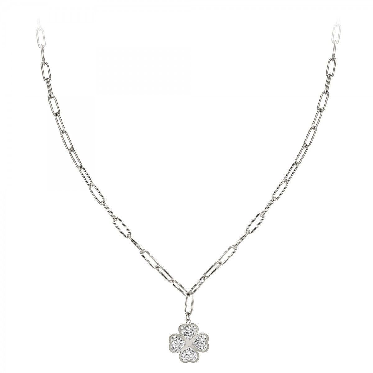 SC CRYSTAL Collier trèfle SC Crystal orné de Cristaux scintillants