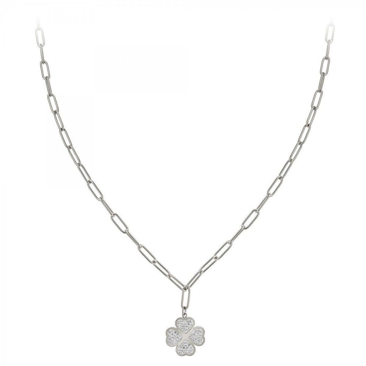 SC CRYSTAL Collier trèfle SC Crystal orné de Cristaux scintillants