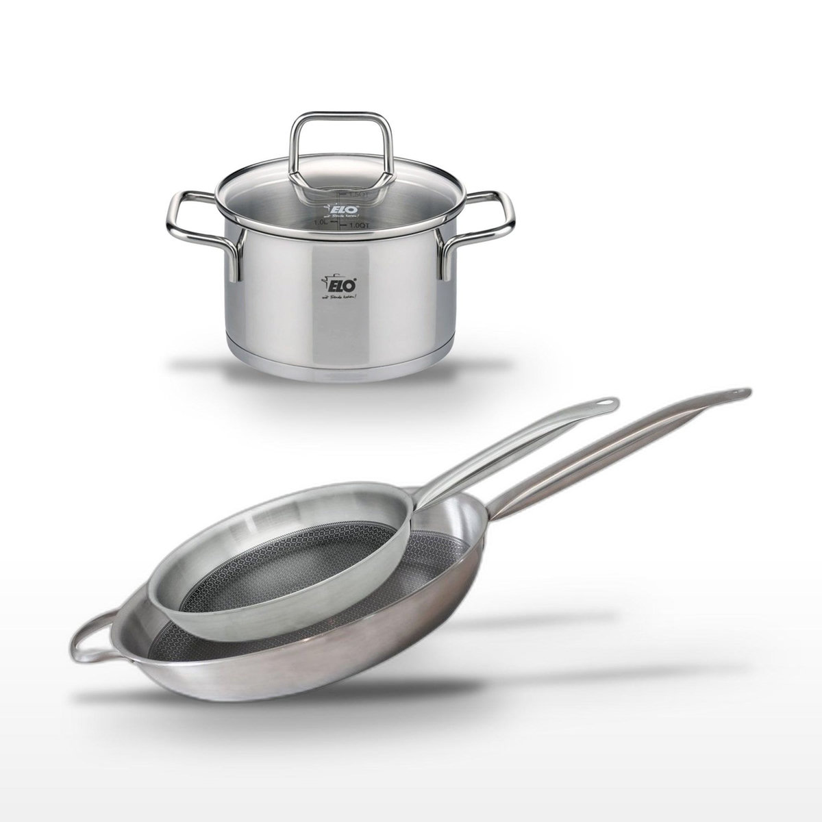 ELO Lot Poêles 32cm & 28cm et Faitout 20cm Elo Relief Solution