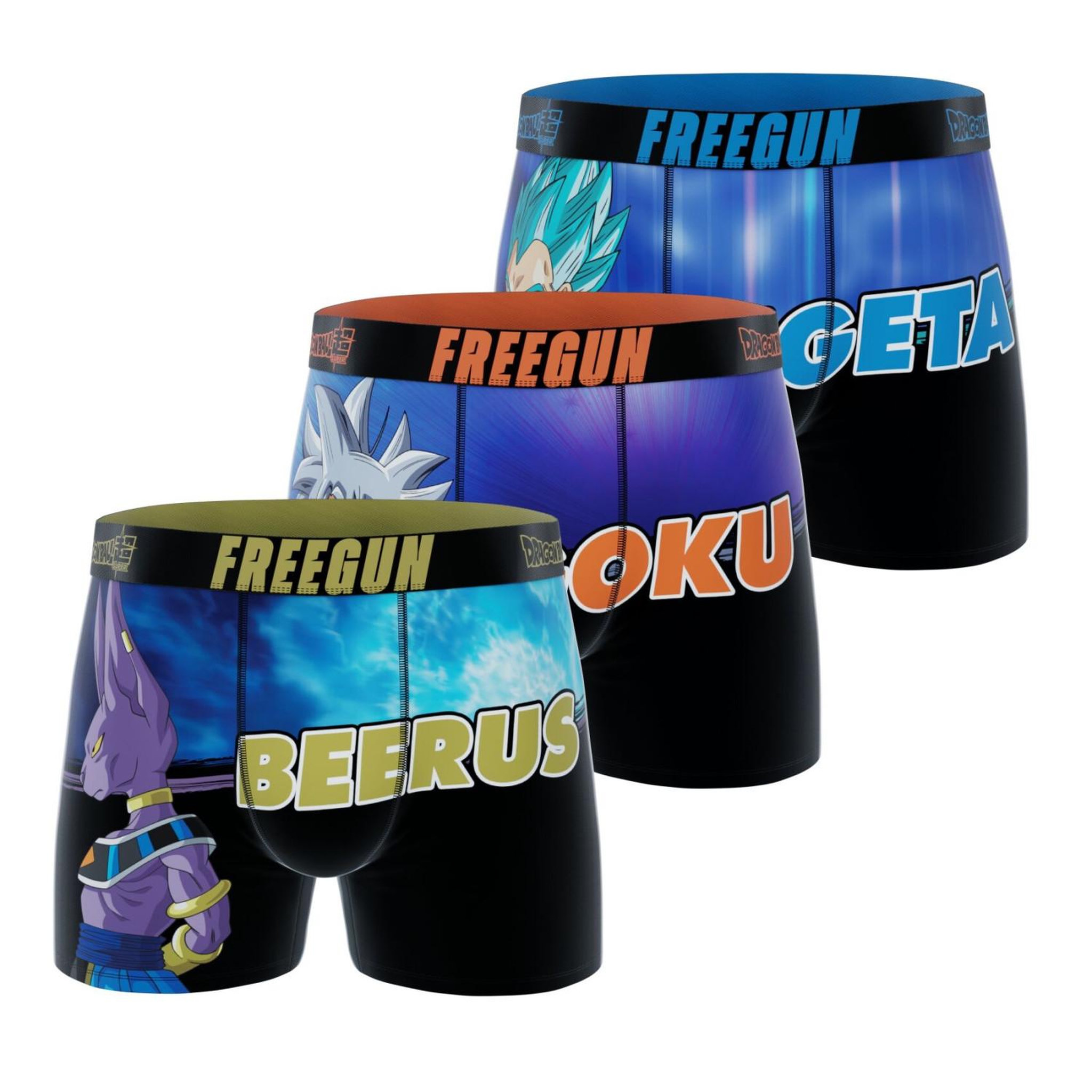 FREEGUN Lot de 3 boxers homme dragon ball super. Coloris disponibles : Bleu