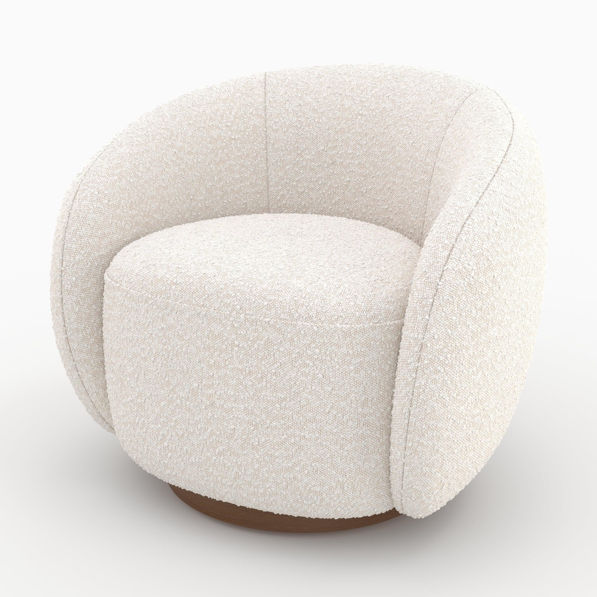 Voir la diapositive 6 : MAISON PAVANE Fauteuil pivotant en tissu bouclé blanc-naya