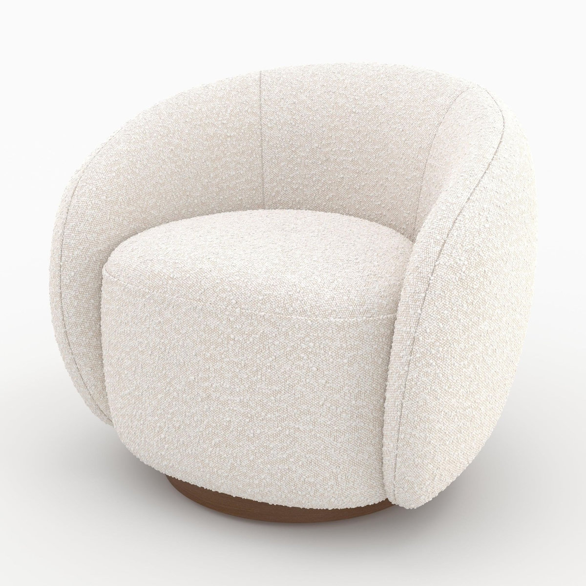 Rendez vous déco Fauteuil pivotant en tissu bouclé blanc-Naya