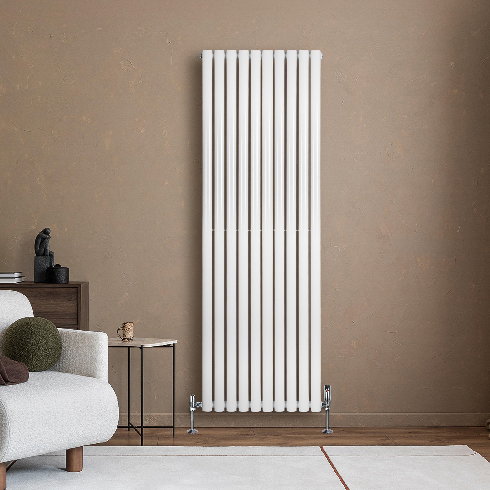 Voir la diapositive 4 : MONSTERSHOP Radiateur à colonnes ovales & vannes, 1 panneau - 1800 x 600 mm