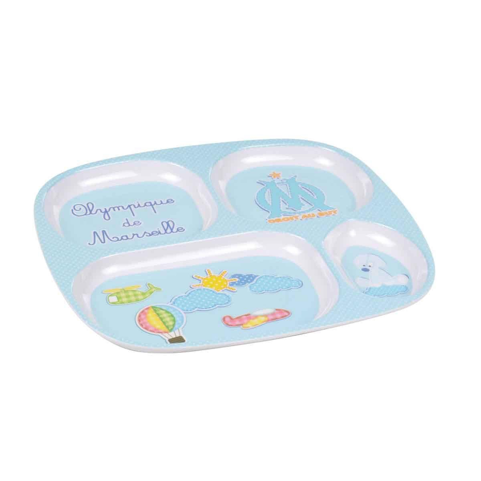 HOMEA Assiette 4 compartiments  olympique de marseille  24cm bleu