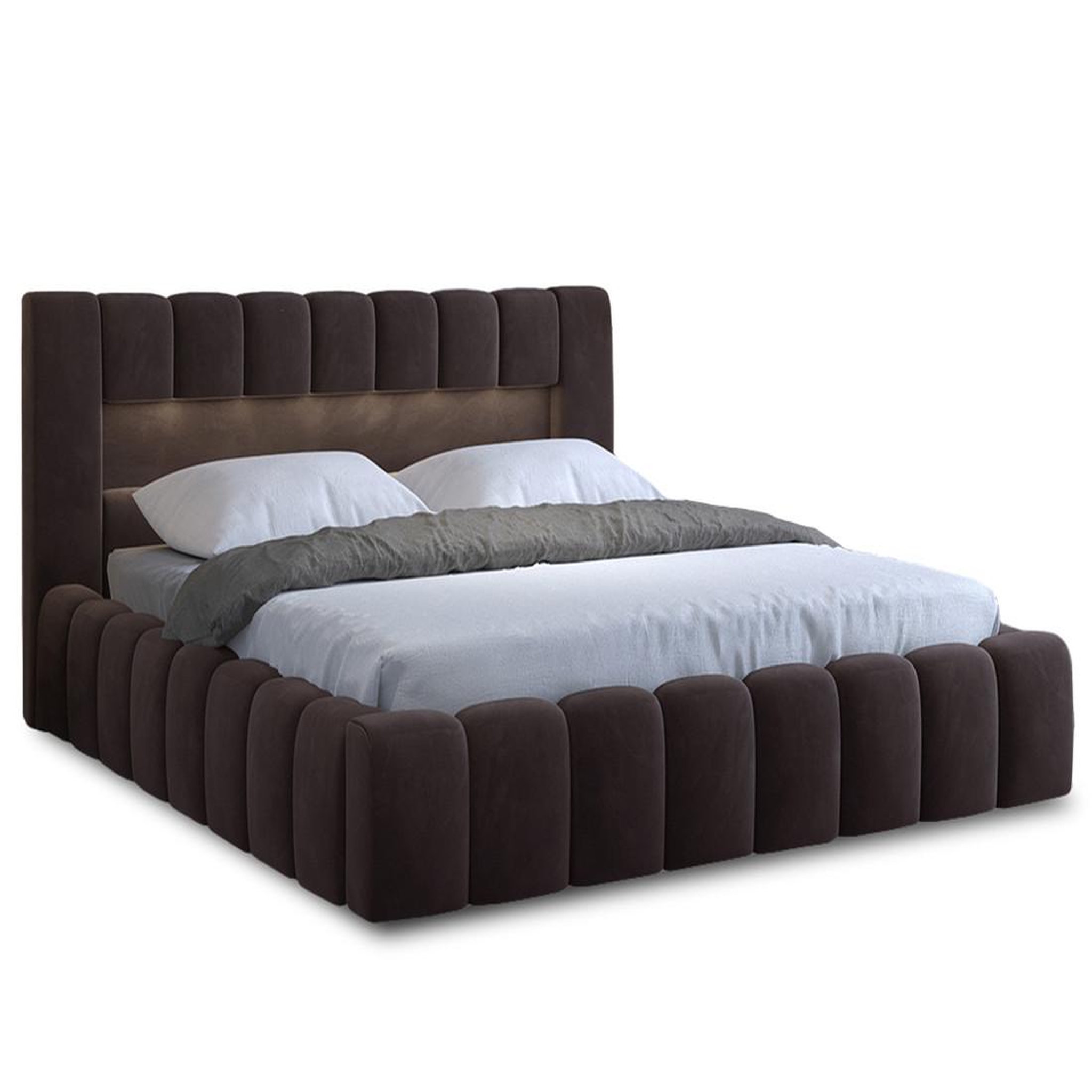 Voir la diapositive 1 : BEST MOBILIER Cleo - lit coffre avec led - 180x200 cm - sommier inclus - en velours