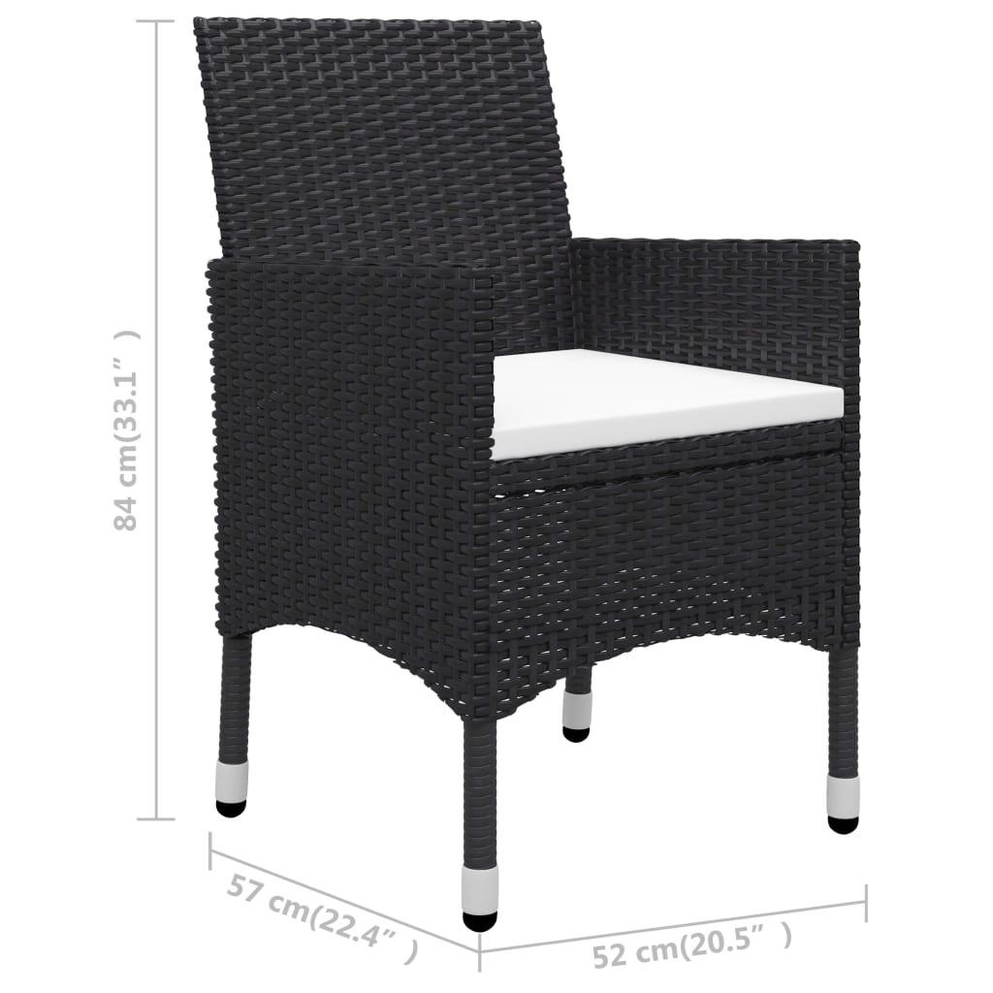 Voir la diapositive 6 : VIDAXL Ensemble a manger de jardin 3 pcs Noir