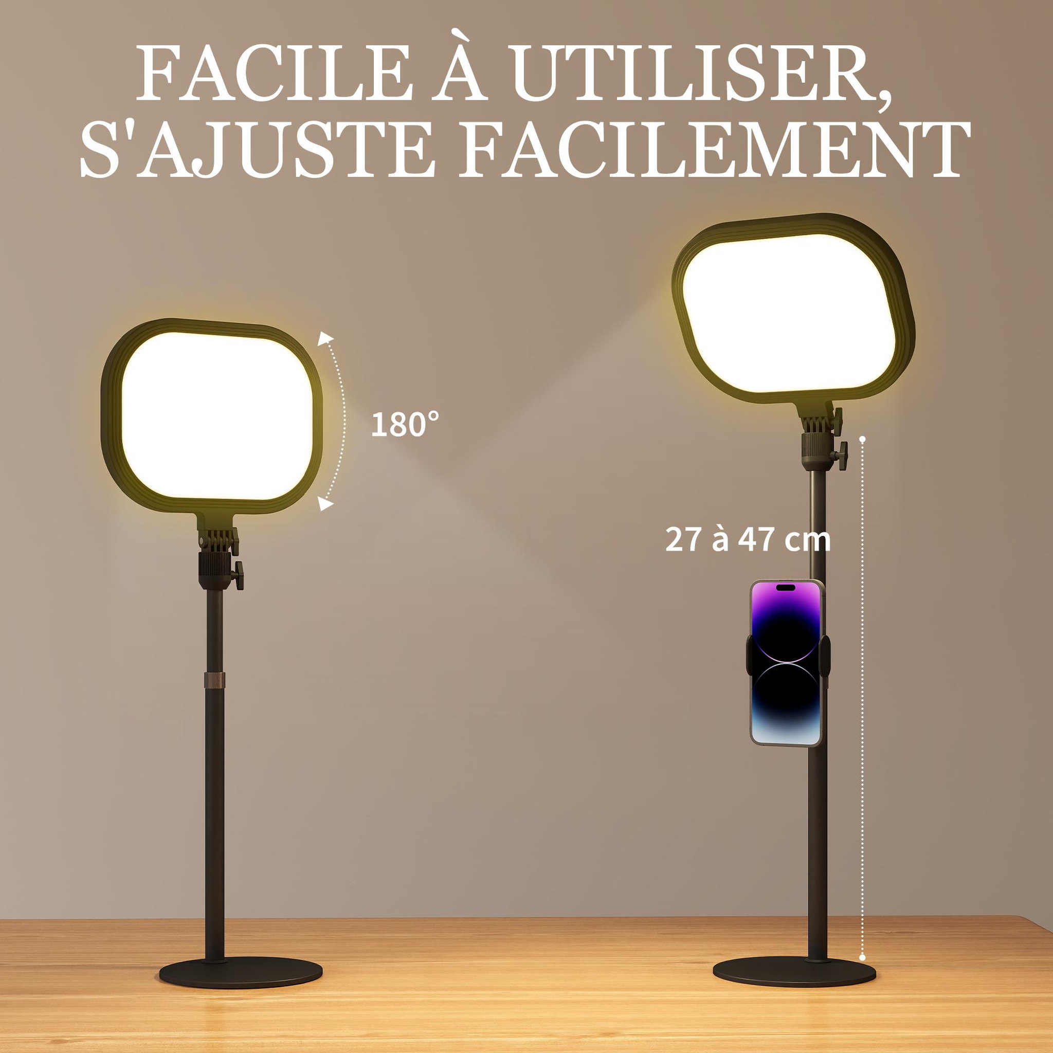 Voir la diapositive 6 : HOMCOM Lampe de bureau led lampe de table dimmable 5 modes de couleur réglable port usb timer support téléphone noir