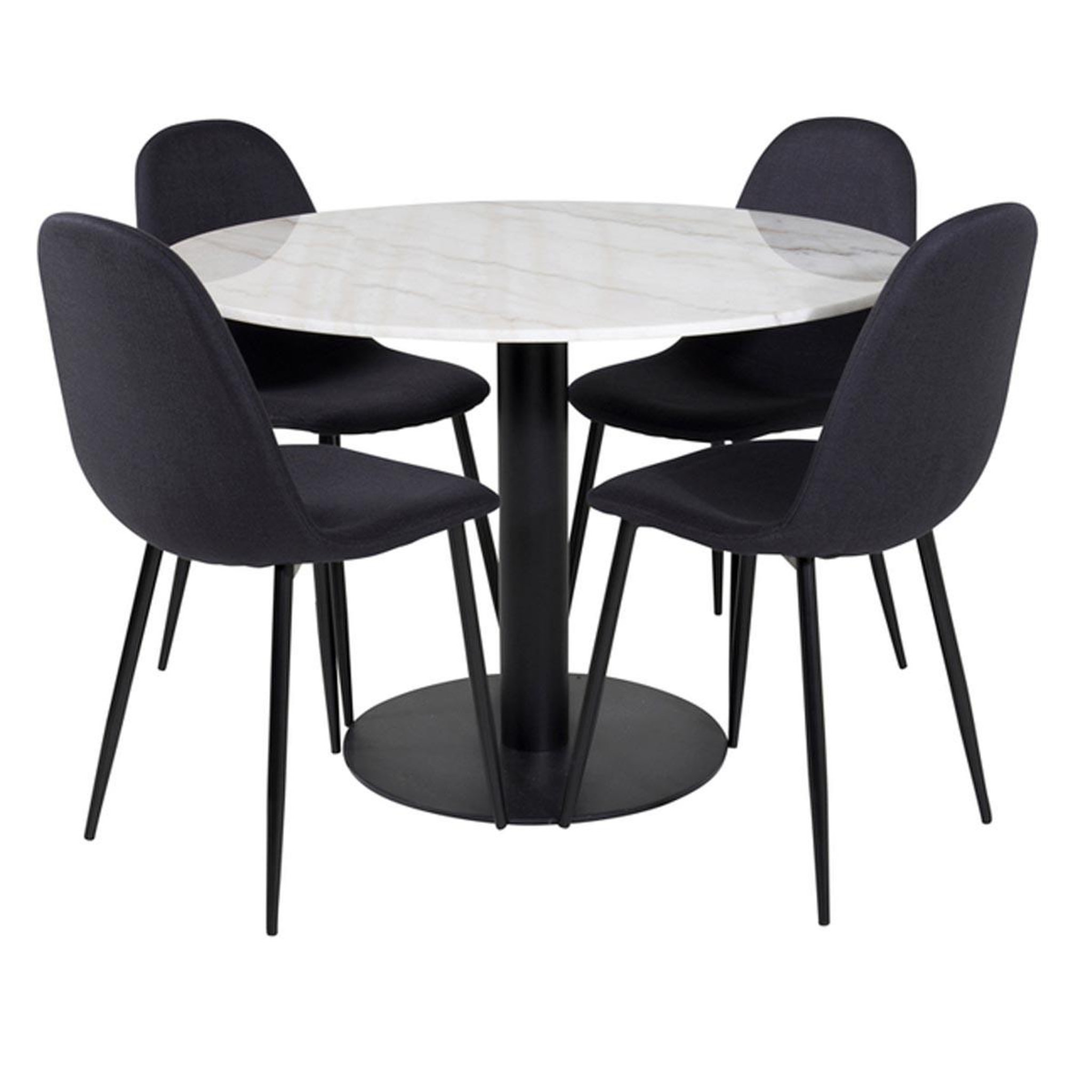 Paris Prix Ensemble table à manger & 4 chaises  estelle i & polar  106cm blanc & noir