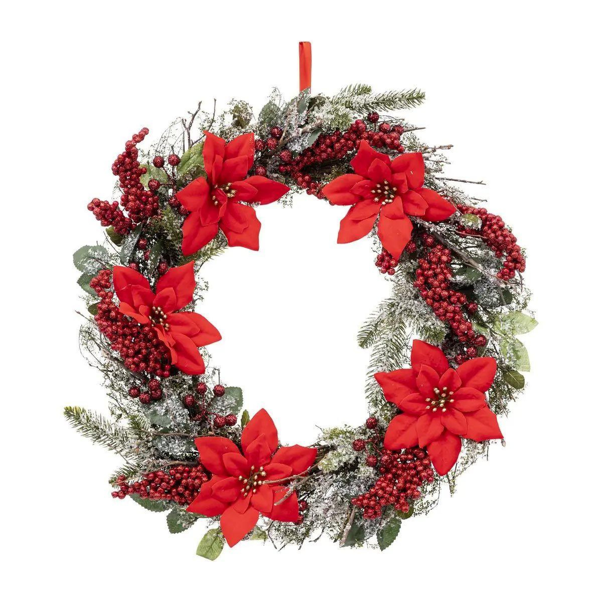 ATMOSPHERA Couronne de noël poinsettia  soir  50cm rouge
