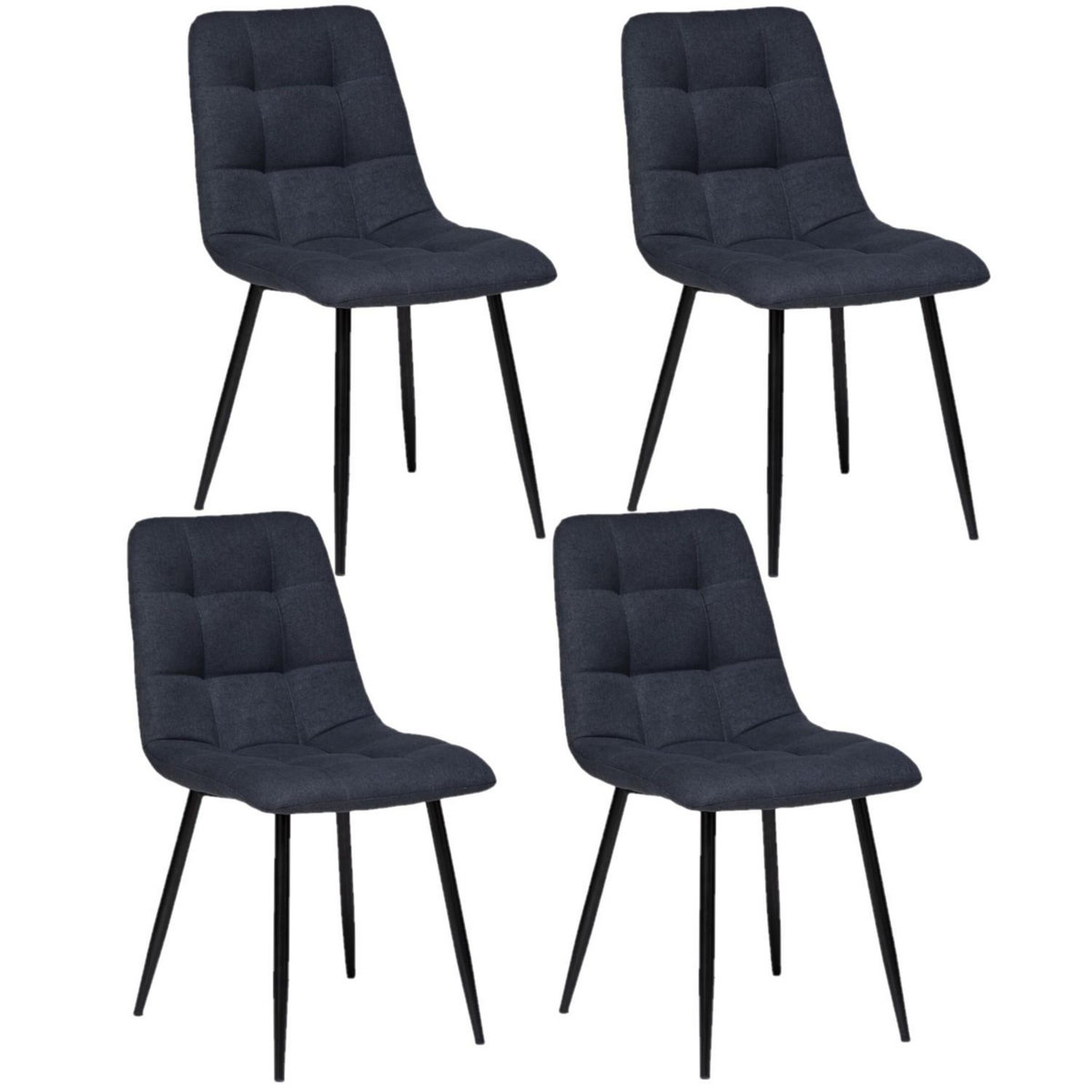 TOILINUX Lot de 4 chaises Sirac effet velours - Gris foncé