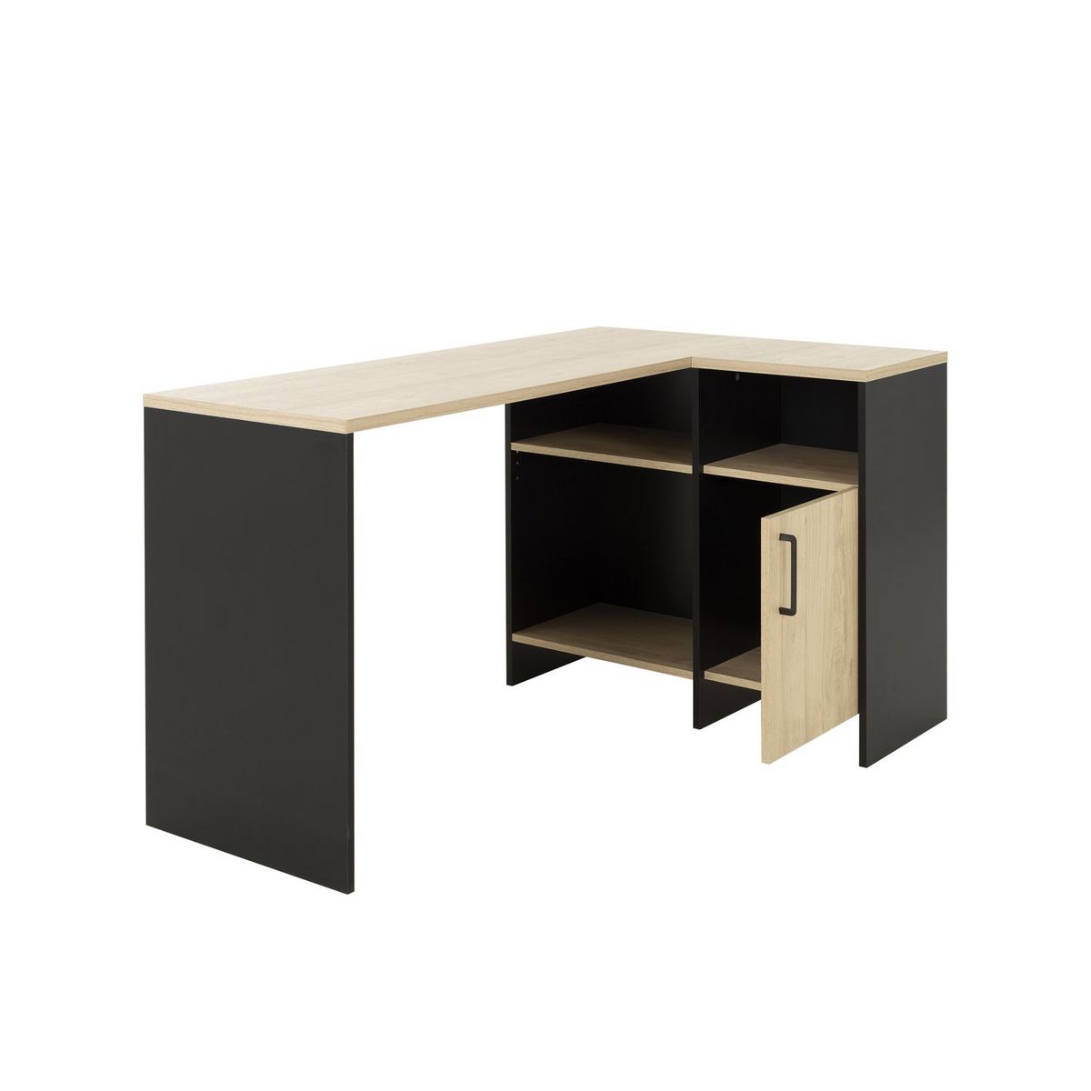 Bureau d'angle droit style indutriel avec rangement L136cm CHELSEA
