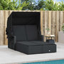 Voir la diapositive 3 : VIDAXL Chaise longue double et auvent et coussins noir resine tressee