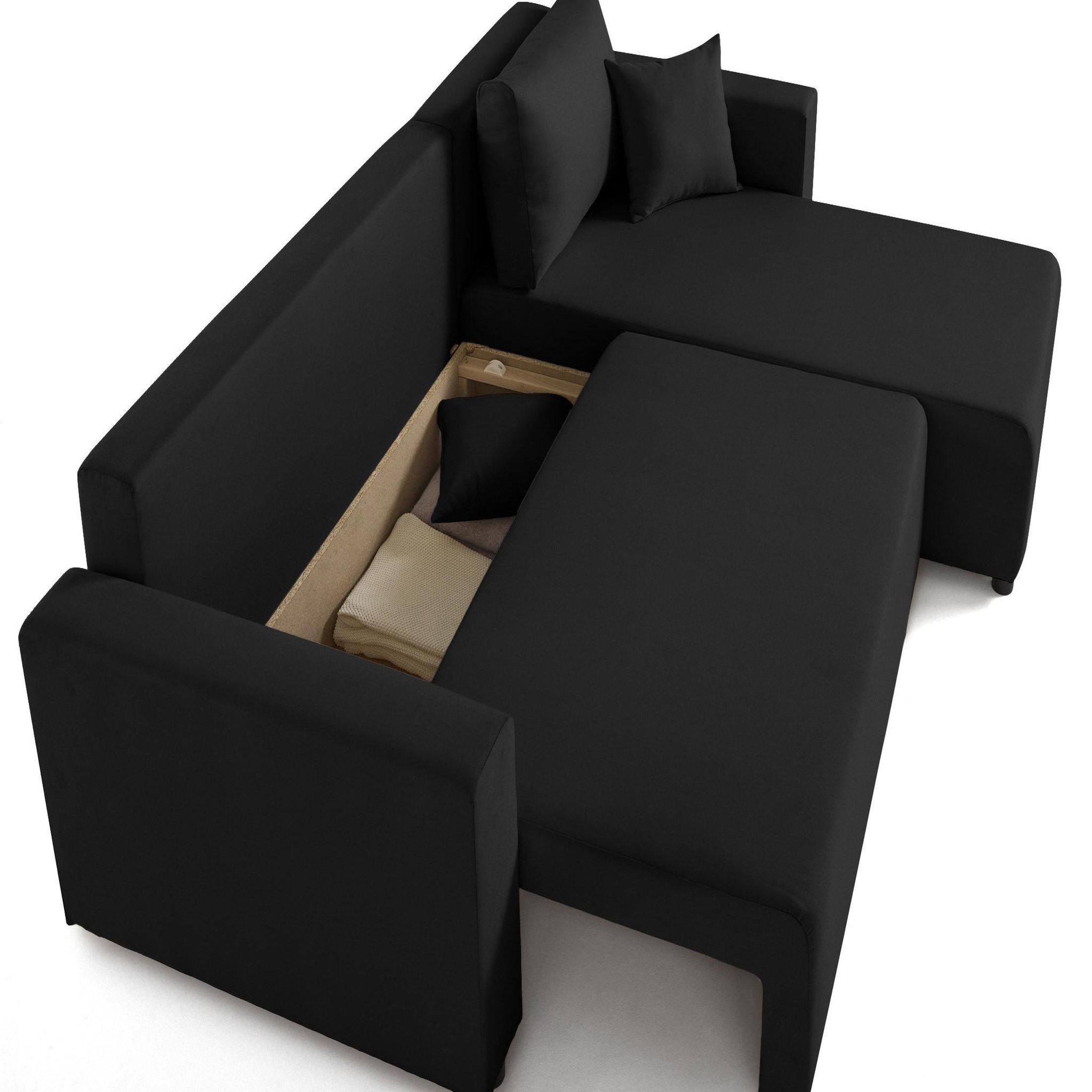 Voir la diapositive 3 : BEST MOBILIER Regala - canapé d'angle réversible - 4 places - convertible avec coffre - en tissu