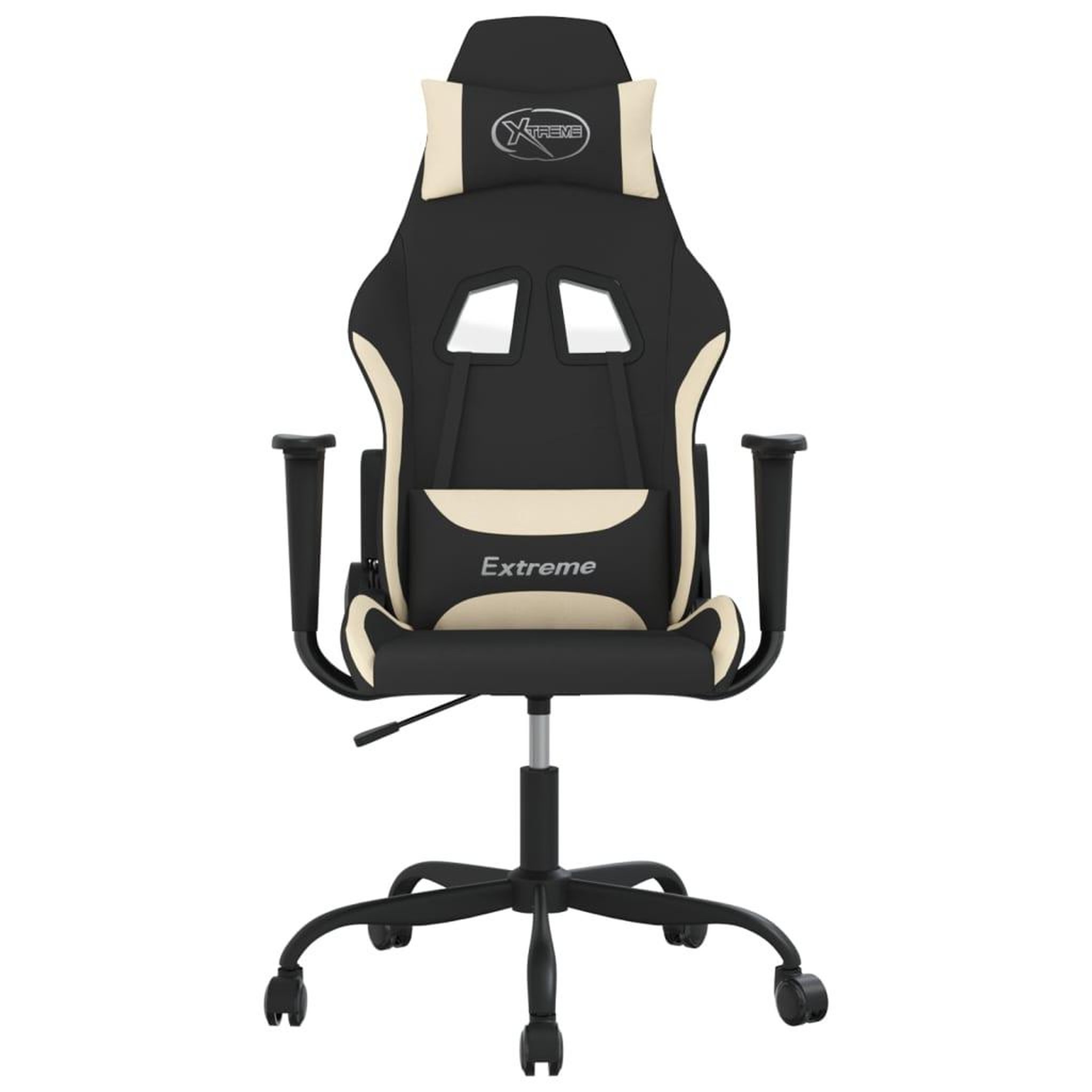 Voir la diapositive 3 : VIDAXL Chaise de jeu avec repose-pied Noir et creme Tissu