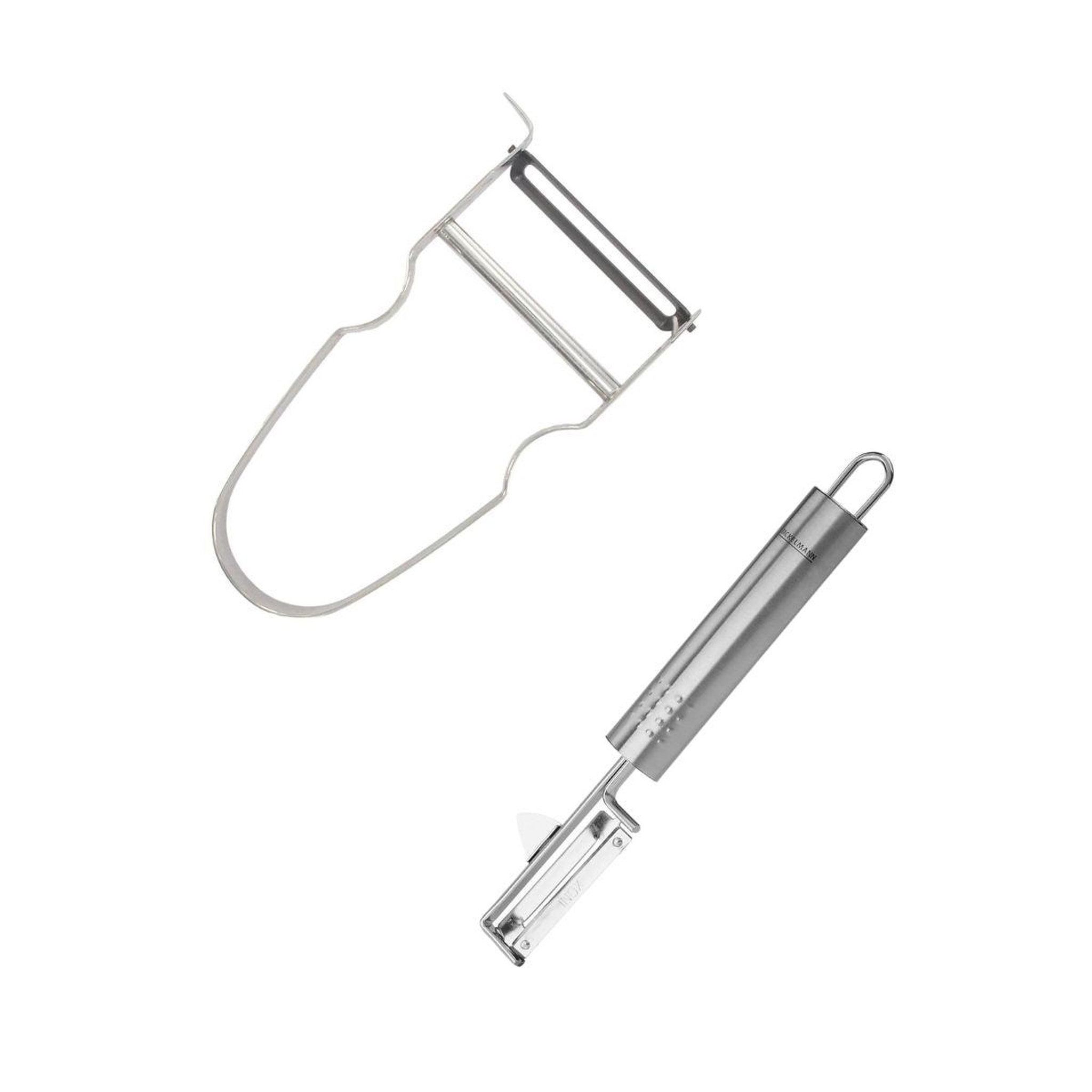 Fackelmann Duo eplucheur à légumes pendule 19 cm et rasoir à légumes castor inox 11 cm fackelmann