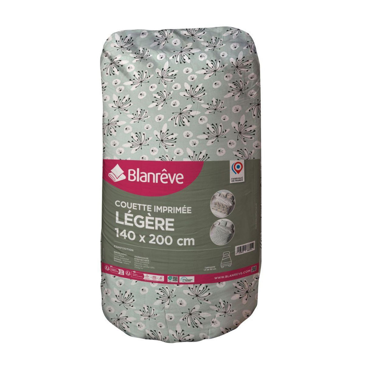 BLANREVE Couette légère imprimée en microfibre 200g/m² FLORAL