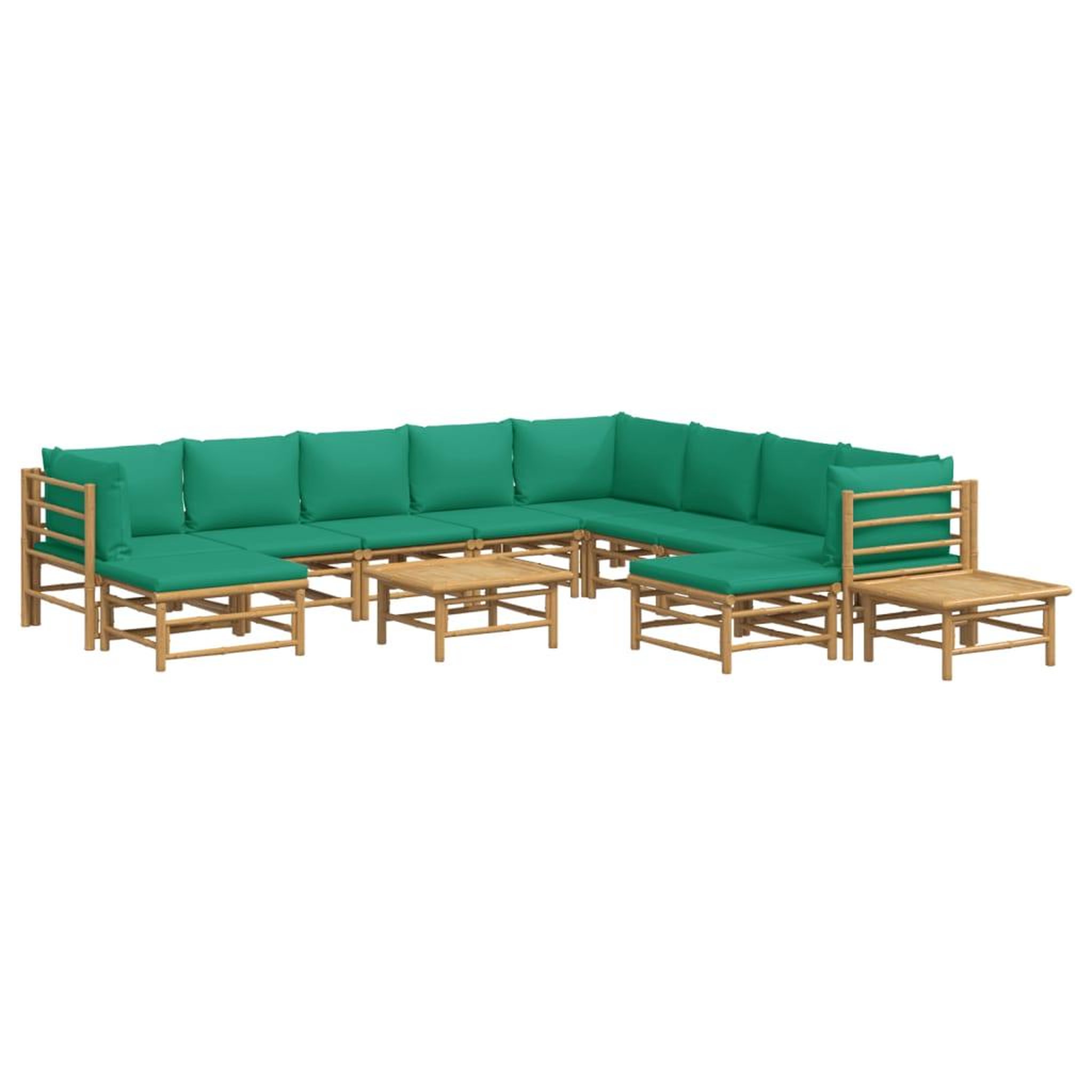 Voir la diapositive 3 : VIDAXL Salon de jardin 12 pcs avec coussins vert bambou