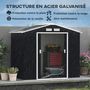 Voir la diapositive 4 : OUTSUNNY Abri de jardin - remise pour outils - cabanon porte verrouillable - dim. 213L x 130l x 185H cm - tôle d'acier gris