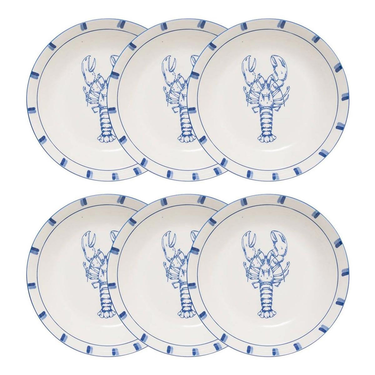 SECRET DE GOURMET Lot de 6 Assiettes Creuses  Océania  20cm Bleu